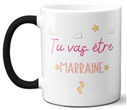 DECOHO Mug Magique tu vas être marraine - 33 cl, céramique - Imprimé en France