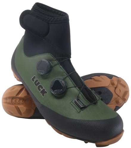 LUCK Winter 24 Fahrradschuhe für den Winter, mit Carbonsohle, doppeltem Drehverschluss und Goretex., grün, 38 EU