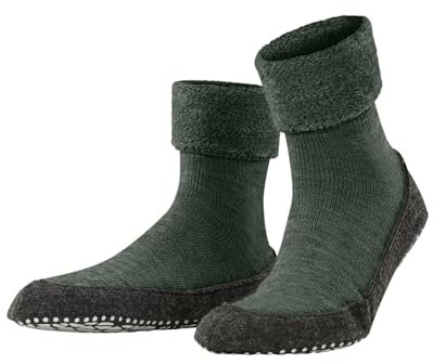 FALKE Herren Stoppersocken Cosyshoe M Hp Wolle rutschhemmende Noppen 1 Paar, Grün Tundra Pine 7117, 37/38 EU