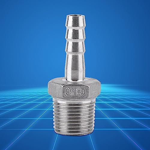 Yctze Conector de Cola de Manguera de Púa de Tubo de Rosca Macho de Acero Inoxidable SS304, BSP 1/8~3/4 de Pulgada para Gas, Adaptador Macho a Conector de Cola de Manguera