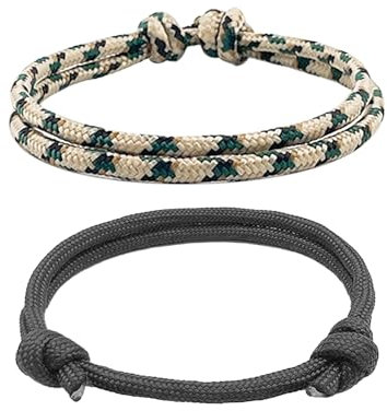DHSBGWSX 2 Cordones Trenzados, Pulsera de Paracord Ajustable y Multifunción, Simple y Moderna, para Camping y Montañismo, Nailon
