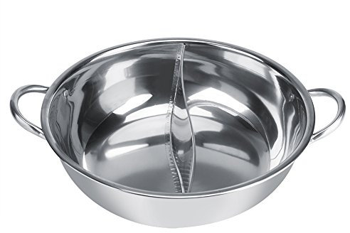 Marmite Acier Inoxydable 34CM avec Séparation Deux Saveurs, Cuisinière à Induction Épaisse pour Cuisine Familiale