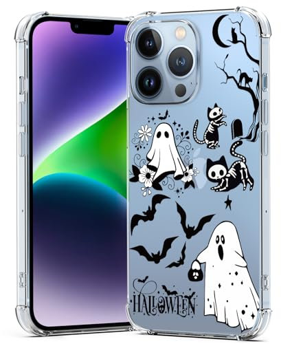 BEIMEITU Clear Halloween Case for iPhone 13 Pro Max,Cute Ghost Pattern Case Cover Soft Thin Protective Slim Bumper Cover Boys Girls Phone Case for iPhone 13 Pro Max-Halloween Ghost