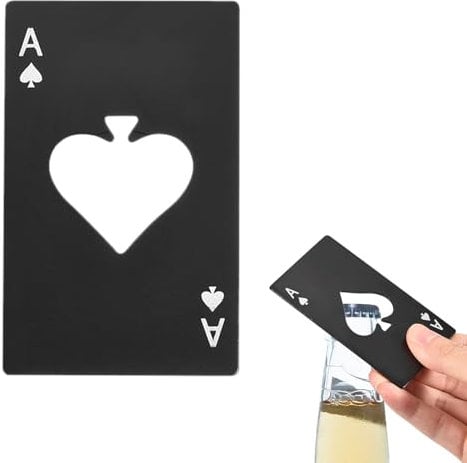 sourcing map 2Pcs Ace of Spades Bottle Opener, Stainless Steel Credit Card Size Beer Bottle Opener for Wallet Pocket, Can Cap Openers for Wedding Party Bridal Shower Present, Black
