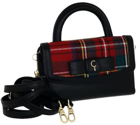 Camomilla Milano Portafoglio Donna, con Tracolla, Similpelle, Collezione Scottish Wallet, Colore Nero