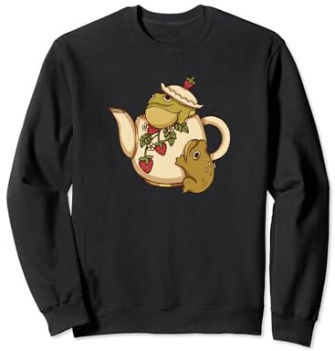 Grenouilles dans une théière avec fraises Sweatshirt