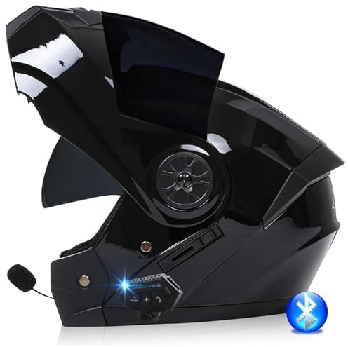 Casque De Moto Bluetooth, Homologué ECE Casque Modulaire À Bascule for Femmes Et Hommes avec Double Visière, Microphone Haut-Parleur Et Suppression du Bruit