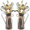 YILANJIN 2 Stück Metall Blumenvase Set, Vintage Vase, Landhausstilvase, Vasedeko im Shabby Chic, Blumenvasen Pampasgras, Rustikale Vasen Tischdekofür Hochzeitsdeko, Garten Tischdeko,20.5cm Hx 8.5cmW