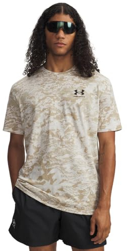Under Armour Herren ABC CAMO Kurzarmshirt, weiches T-Shirt mit Rundhals, schnelltrocknendes Sportshirt mit Camouflage-Druck,Stone / / Black,4XL