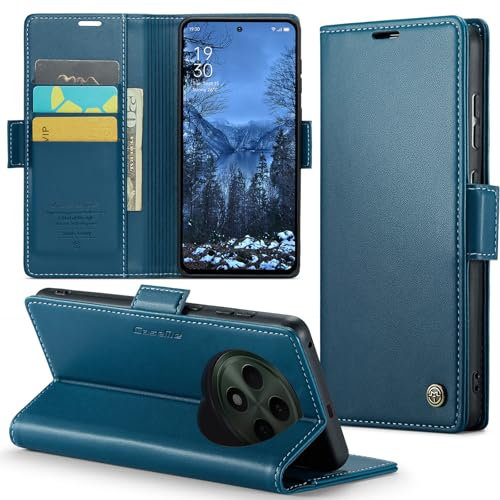 Phernykas Coque pour OPPO Reno 12F/OPPO Reno 12FS Étui portefeuille [Verrouillage RFID] Premium Cuir PU [Magnétique] Portefeuille Livre avec porte-cartes Slot Support Flip Case pour Reno 12FS 5G, Bleu