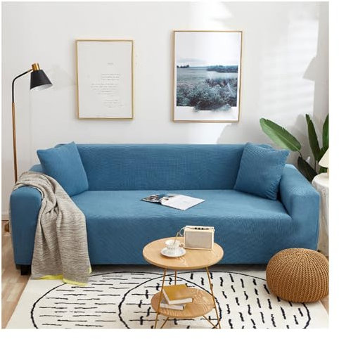 XYUERU Elastische Stretch Sofabezüge Bezug Eckcouch,Couch Hussen 1 2 3 4 Sitzer Sofabezug Antirutsch Decke Universal Couchbezug Jacquard Sofahusse(Blue,M)