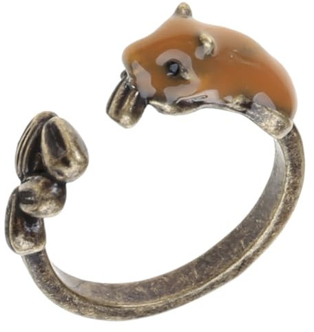 XITEA Offene Ringe für Eichhörnchen, Melonensamen, niedliche Tiere, verstellbare Fingerringe, As detailed description, Metall