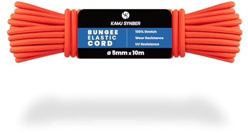 Kamu Synber Gummiseil 5mm x 10m Expanderseil Spanngummi Spannseil Gummischnur für Anhänger, Sonnensegel, Plane | UV Beständig Wetterfest | Orange