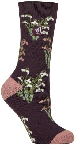 HEAT HOLDERS Womens Thermal Socks Lite | Thin Floral Patterned Fleece Lined Socks 4-7 UK