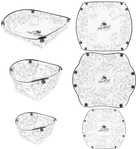 HAIJED 6Pcs Collapsible Bowl Plate Cup Set, Portable Camping Tableware with Snap Fastener, Food Grade Material PP Folding Plate, Versatile Foldable Bowl Kit for Outdoor Camping Picnic