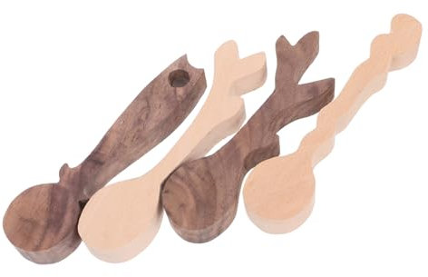 Sewroro Wooden Spoon Carving Blanks for DIY Craft Enthusiasts Soft Unfinished Wood Kit for Whittling Hobbyists Beginner Handicraft Project 4pcs Set for Woodcarving and Spoon Making