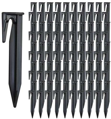 YIMETOP 100Pcs Universal Robotic Lawnmower Pegs, Universal Ground Anchor Boundary Wire Pegs Lawn Mower Peg Hooks Ground Securing Pegs for Robotic Lawn Mowers Boundary Cable Wire