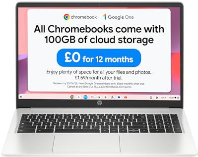 HP Chromebook 15.6| Intel Celeron N4500 |4GB RAM | 64GB eMMC | Dual Speakers|Mineral Silver| 15a-na0002sa (100GB cloud storage not included) (Renewed)