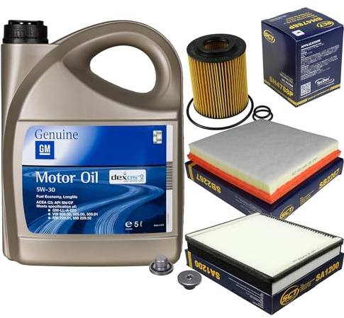EISENFELS Inspektionspaket enthält 5 Liter Motoröl GM 5W-30 Ölfilter Luftfilter Innenraumfilter Verschlussschraube kompatibel mit Astra J Stufenheck 1.7 CDTi L48 P10 Cruze Schrägheck J305 J300