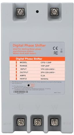 Haofy Convertisseur de Phase Numérique Convertisseur de Tension Industriel monophasé à triphasé Installation Facile Fréquence 5,2 A 50/60 Hz pour les Ateliers à Domicile