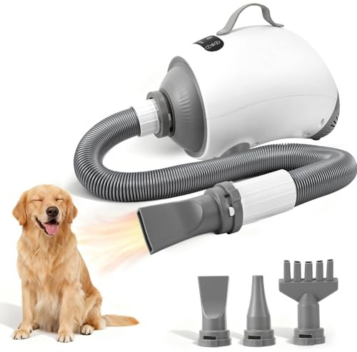 Secador Perro 2100W, Secador para Perros con LED y 9 Temperaturas | Motor de 2100 W, flujo de aire hasta 70 m/s, 9 velocidades y 9 temperaturas (30–65 °C), pantalla LED, 4 boquillas, 65 dB