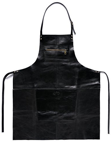 SID & VAIN Delantal Barbacoa BBQ Grande Cuero I Delantal de Soldador (Largo) I Delantal Cocina Hombre Heathrow Negro Hecho a Mano