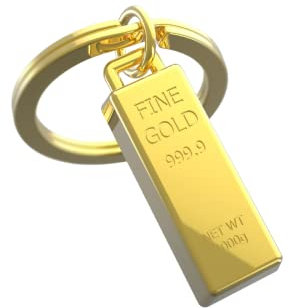 Metalmorphose MTM044 Schlüsselanhänger Goldbarren, goldfarben, 3.5, Zeitgenössisch