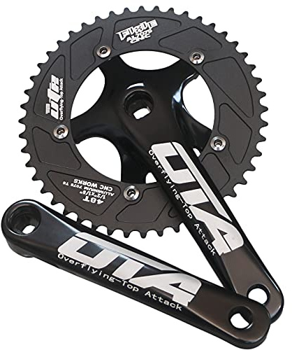 ganopper 48T Single Speed Rennrad Kurbelset 130 mm BCD PCD 5 Arm Track Fixed Gear Fahrrad Kurbel Kit Set Fahrradteile (schwarz)