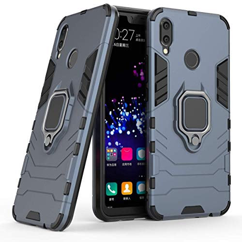 Compatibile con Huawei P Smart+ Cover, Custodia Armor Anello Cavalletto (Funziona con Il Supporto Magnetico per Auto) Case Paraurti per Huawei P Smart Plus, Nova 3i (Blu Navy)