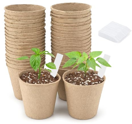 KINGLAKE 50 Piezas 6cm pequeñas macetas de Semillas de Fibra biodegradables para plántulas