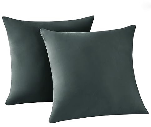 RUIKASI Kissenbezug 50 x 50 2er Grau - Kopfkissenbezug 50x50 Anthrazit Kissen Bezug 50x50cm mit Reißverschluss aus Mikrofaser, Polsterbezug Doppelpack Set Pillow Case Pillow Cover
