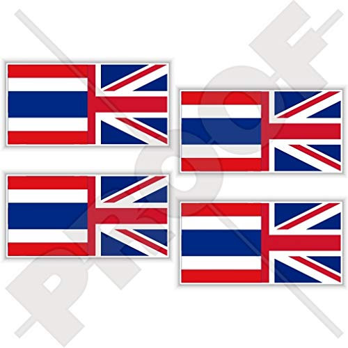 Vinyl-Aufkleber für Stoßstange, Helm, Flagge Thailand, Großbritannien, 50 mm, 4 Stück