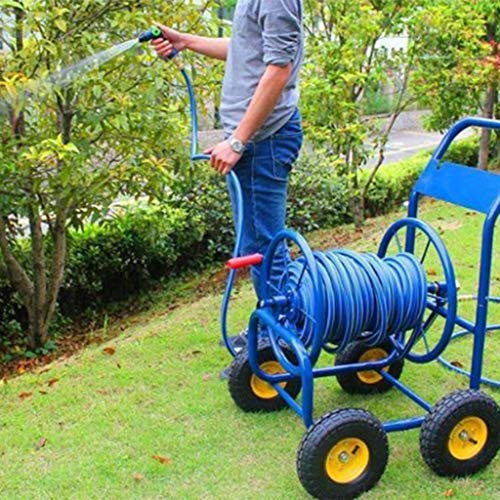 YUESFZ Schlauchaufroller Wand Schlauchbox 50m 25MM Großes Wasserrohr-Rollenauto Garten Allrad Schlauch Lagerregal Tragbares Reinigungsschlauchset (Color : Blue, Size : Hose reel-50M Pipe)