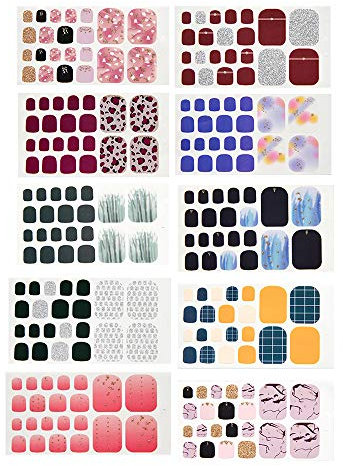 10 Sheets Toe Wraps Stickers Tips Toenail Nail Sticker Foot Decoration Accessories for Manicure DIY or Nails Salon