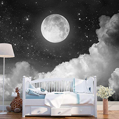 Foto Tapete Sternenhimmel Des Mondes Der Weißen Wolken 3D Fototapeten Wandbild Motivtapeten Vlies-Tapeten Wandtapete Tapete Wohnzimmer Schlafzimmer Wallpaper Wandbild 450X350Cm