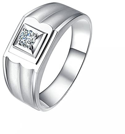 Epinki Herren Diamant Ring 18K Weiß Gold Matte Ring Hochzeitstag mit Diamant 0.14ct, Persönliche Geschenke, Gr.66 (21.0)