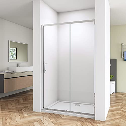 Box Doccia per Nicchia 150 cm H.185 cm Porta Scorrevole in Vetro Temperato Trasparente di Spessore 5 mm Profilo Cromo Lucido