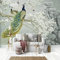 YXTSmurals Fototapete Selbstklebende 3D Effekt Weiß Blume Pfau 3D Tapete Wandtapete Art Poster Wohnzimmer Kinderzimmer Tv Hintergrund Wanddeko Wandbilder