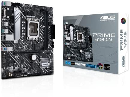ASUS PRIME H610M-A D4 Gaming Mainboard Sockel Intel LGA 1700 (Intel H610, mATX, DDR4 Speicher, PCIe 4.0, 2x M.2, adressierbare Gen.2 Header, Aura Sync)