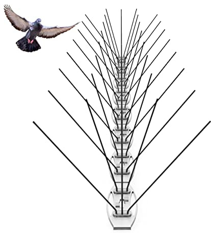 5-reihige effektive Taubenabwehr Spikes (6 Stück à 50 cm) – Vormontiert & Sofort einsatzbereit – Vogelschutz Edelstahl mit Kunststoffbasis, UV-beständig – für Balkon, Dach, Fensterbank