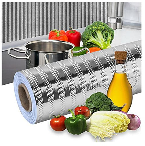 Vinilo Adhesivo Para Encimera De Cocina Cocina Etiqueta de la pared a prueba de aceite Pegatina de aluminio resistente al calor Armario de estufa de aluminio autoadhesivo Etiqueta de pared DIY Fondo d