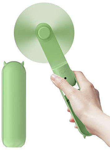 LETSCOL Portable Handheld Fan, Mini Pocket Hand Fan, Foldable Personal Desk Fan with Power Bank, USB Rechargeable Fan for Makeup Home Travel Outdoor (Green)