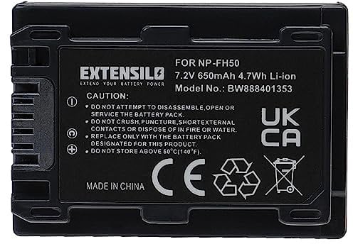 EXTENSILO batteria compatibile con Sony DCR-SX30E, DCR-SX31E, DCR-SX30, DCR-SX31 fotocamera digitale DSLR (650mAh, 7,2V, Li-Ion, nero)