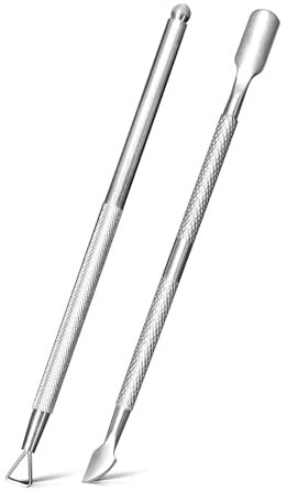 Lamkrtlp Pousse de Manucure à Double Tête, Pince cuticule ongle outil de soin des ongles Coupe cuticules pour manucure et pédicure pour Nettoyer Ongles et Ongles des Orteils, Argent, 2 Pcs