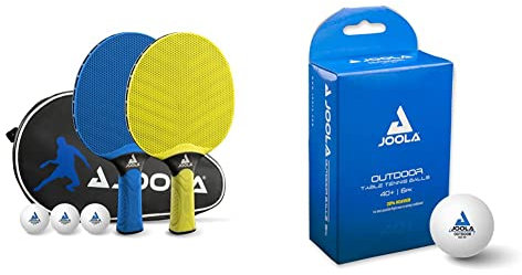 JOOLA Tischtennis Set Vivid Outdoor & 42183 Tischtennisbälle Outdoor 40+ mm Tischtennis-Trainings-Bälle, Weiss, 12 Stück