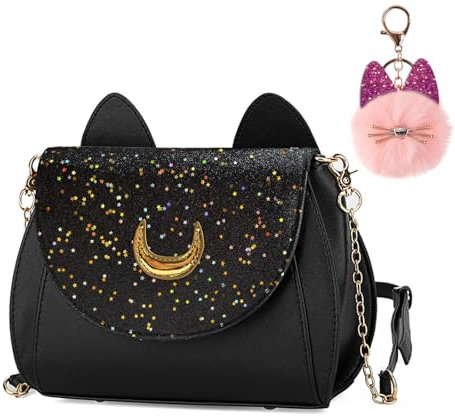 AlloFuu Crossbody Bag Damen Groß,Damen Sailor Moon Cosplay Bag,Schultertasche Schwarz Hobo Bag Moonbag Festival Tasche