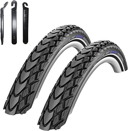 2 x Schwalbe Marathon Mondial Performance Fahrradreifen RaceGuard E-25 Fahrrad Mantel Decke 37-622 (28 x 1,40) inkl. Reifenheber