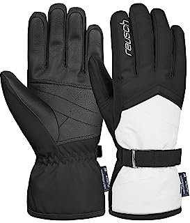 Reusch Moni R-TEX XT warme, wasserdichte, Winddichte und atmungsaktive Winterhandschuhe Fingerhandschuhe Skihandschuhe für Damen für ungehinderte Bewegungsfreiheit, schwarz/weiß, 7