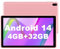 BYANDBY Tablet 7 inch Android 14.0 Tablet, 4GB+32GB ROM （1TB Expand）, Quad-Core, WiFi, GMS, Dual Camera, Educational, Games(Pink