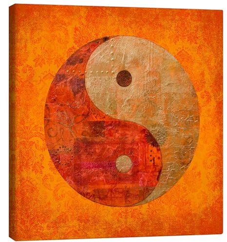 Posterlounge Yin und Yang Leinwandbild von Andrea Haase 30 x 30 cm Orange Wandbilder Wanddeko